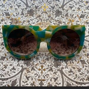 Wildfox Granny Green and Brownish Round Sunglasses